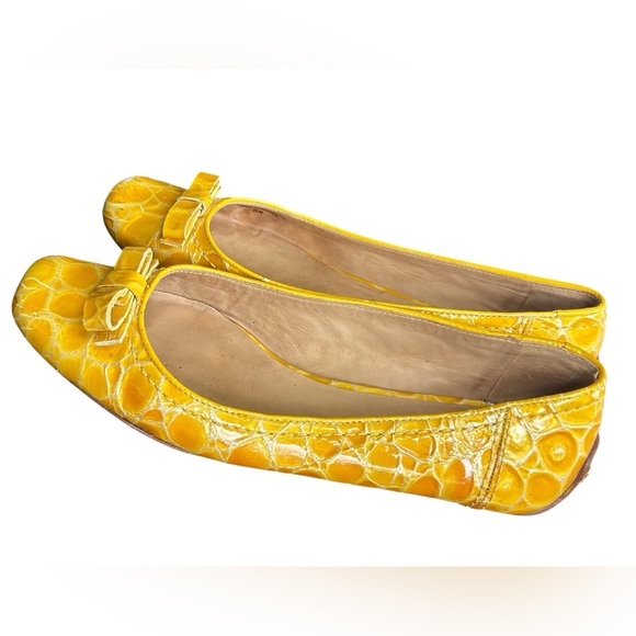 KATE SPADE Yellow Croc-Embossed Ballet Flats, Size 6M - Picture 3 of 7